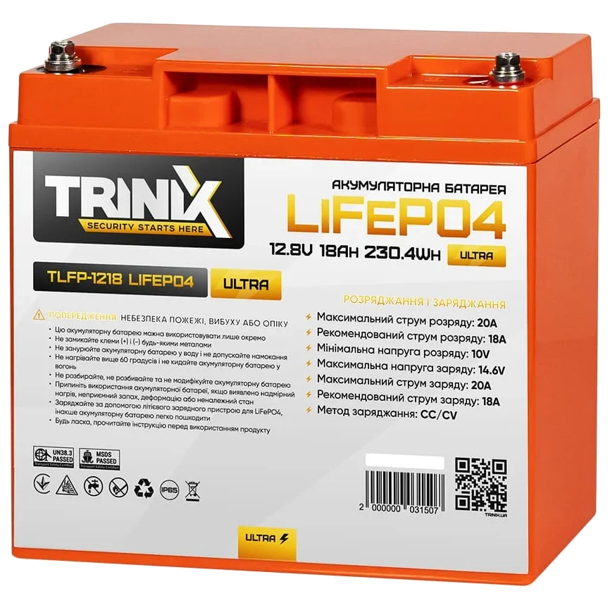 Літієва акумуляторна батарея TRINIX TLFP-1218 Ultra 18А*г 12В