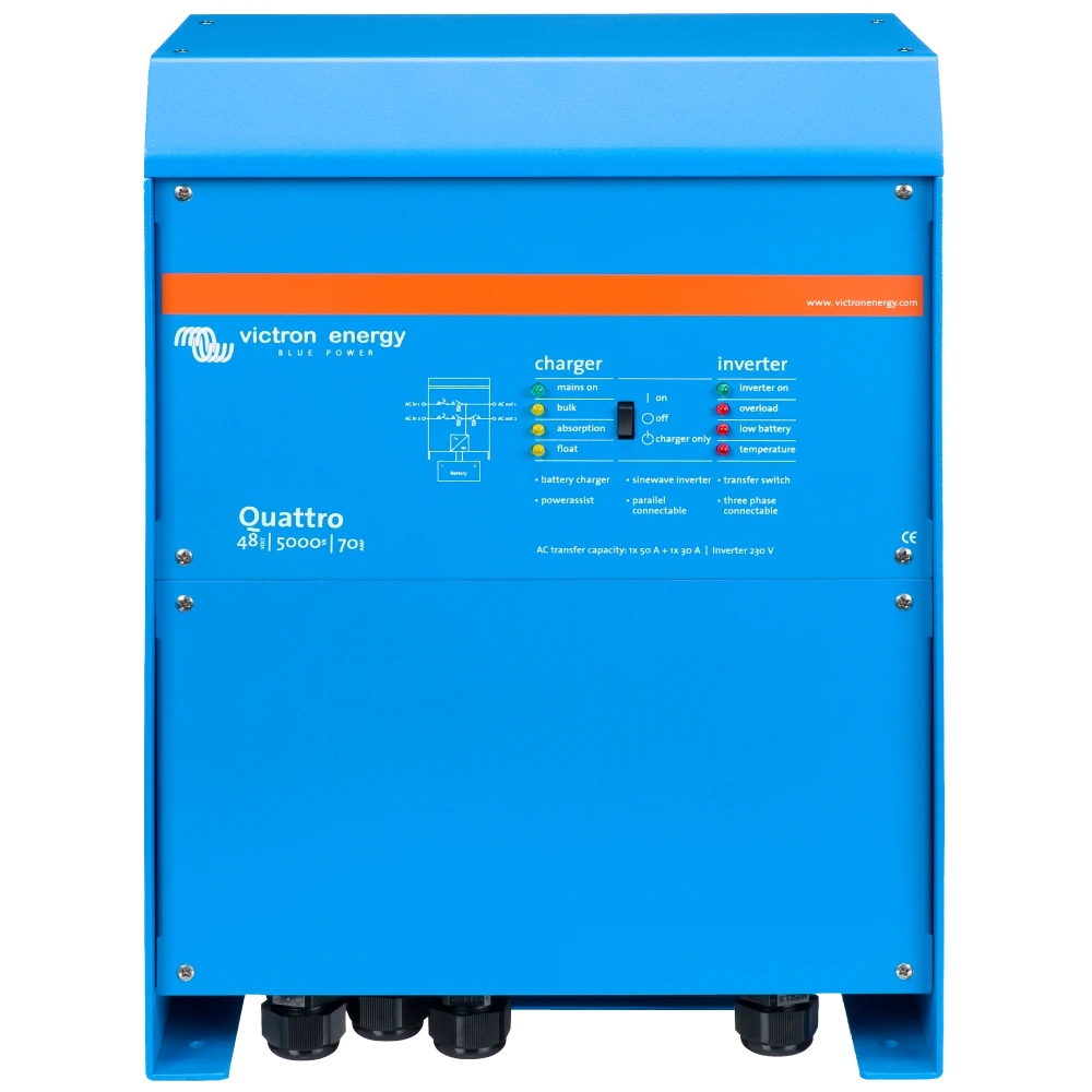 Інвертор VictronEnergy Quattro 48/5000/70-100/100 однофазний чиста синусоїда